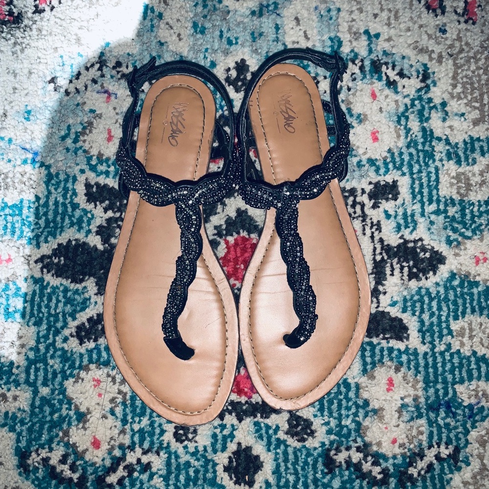 Black Rhinestone Sandals